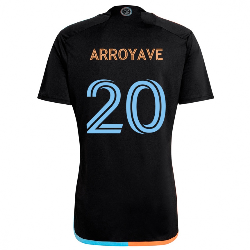 Men Football Jacob Arroyave #20 Black Orange Blue Away Jersey 2024/25 T-Shirt Nz