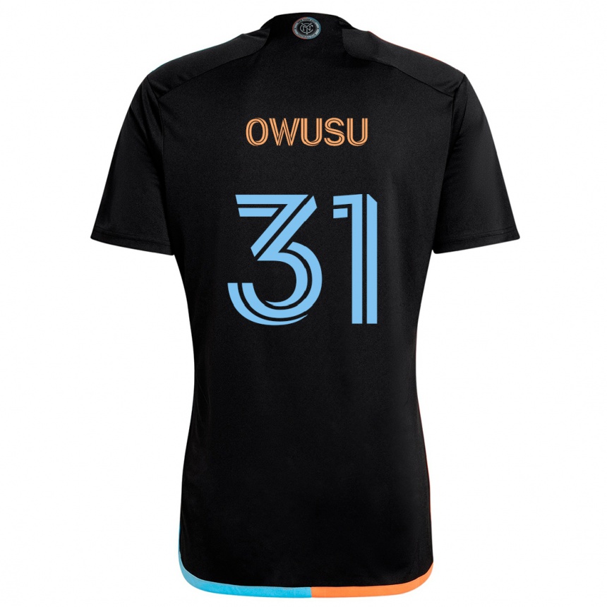 Men Football Samuel Owusu #31 Black Orange Blue Away Jersey 2024/25 T-Shirt Nz