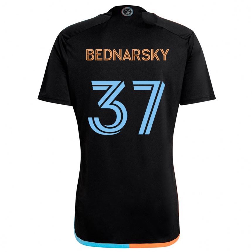 Men Football Stevo Bednarsky #37 Black Orange Blue Away Jersey 2024/25 T-Shirt Nz