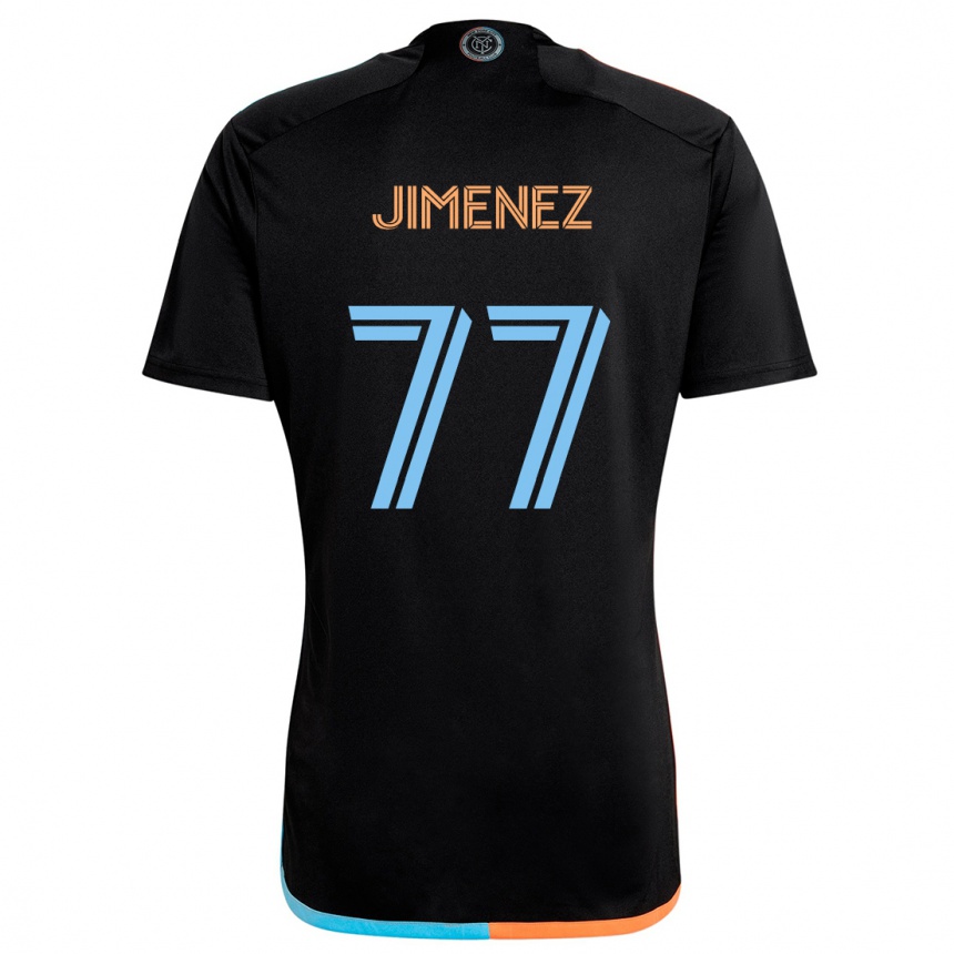 Men Football Jonathan Jiménez #77 Black Orange Blue Away Jersey 2024/25 T-Shirt Nz