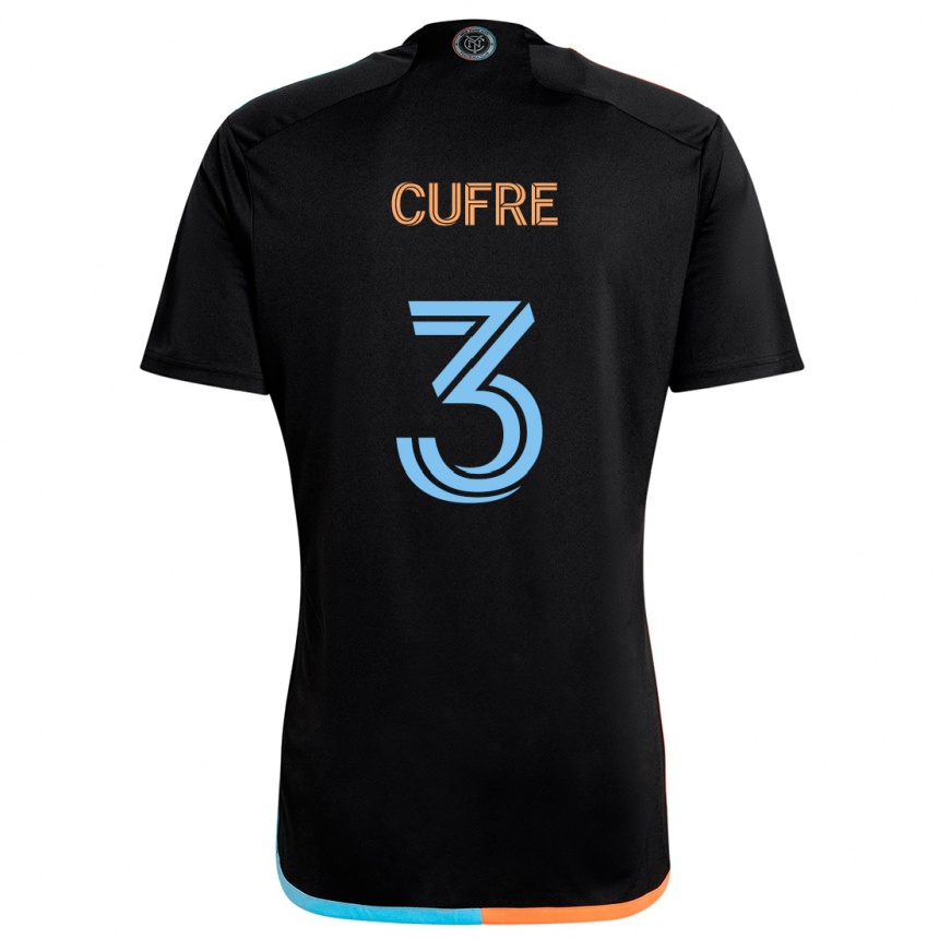 Men Football Braian Cufré #3 Black Orange Blue Away Jersey 2024/25 T-Shirt Nz