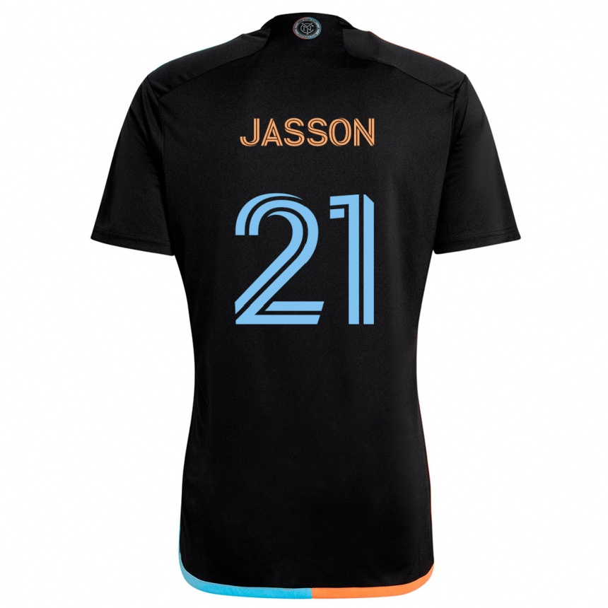 Men Football Andres Jasson #21 Black Orange Blue Away Jersey 2024/25 T-Shirt Nz