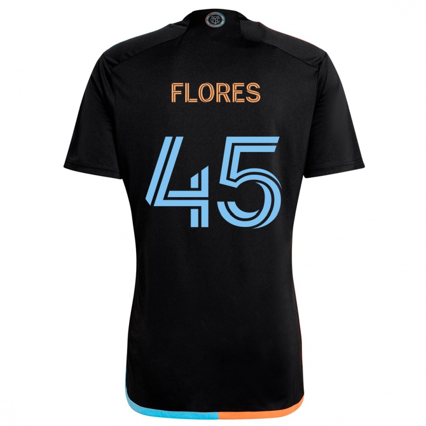 Men Football Brian Flores #45 Black Orange Blue Away Jersey 2024/25 T-Shirt Nz