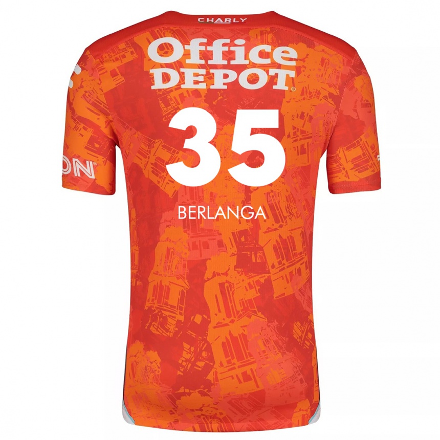 Men Football Jorge Berlanga #35 Orange White Away Jersey 2024/25 T-Shirt Nz