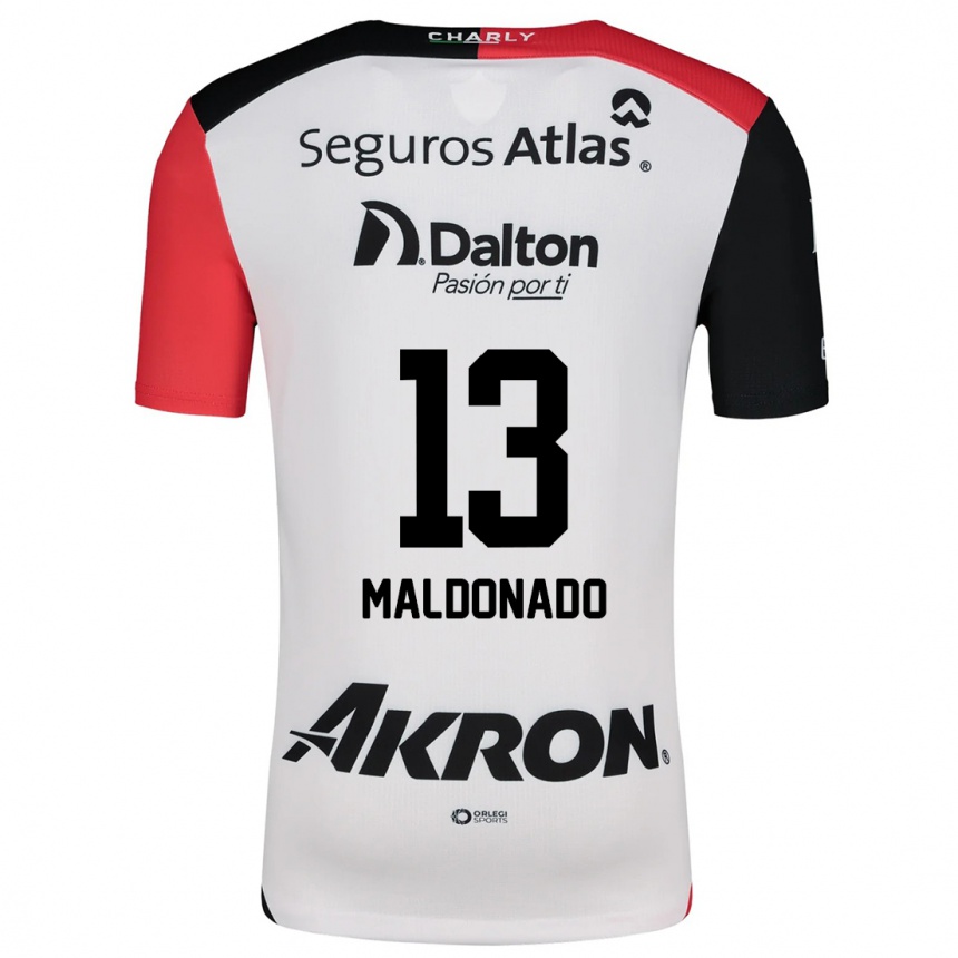 Men Football Maritza Maldonado #13 White Red Black Away Jersey 2024/25 T-Shirt Nz