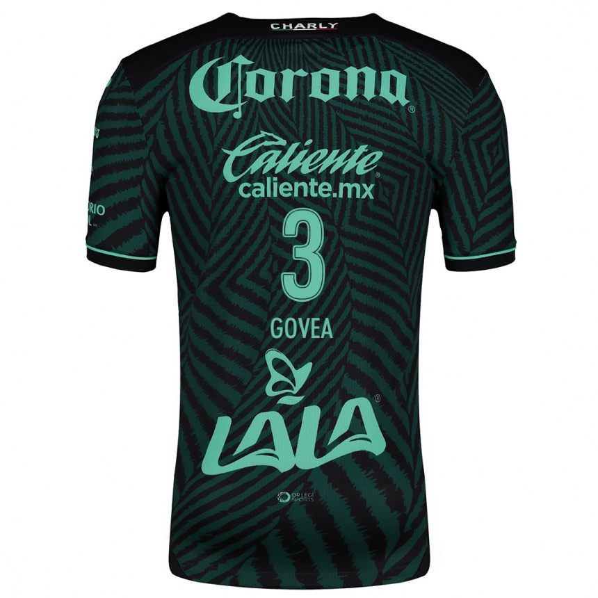 Men Football Ismael Govea #3 Black Green Away Jersey 2024/25 T-Shirt Nz