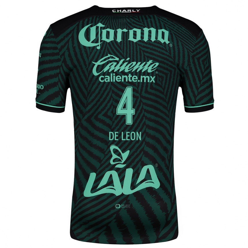 Men Football Lourdes De León #4 Black Green Away Jersey 2024/25 T-Shirt Nz