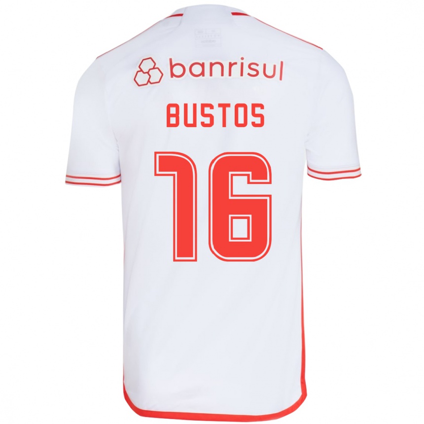 Men Football Fabricio Bustos #16 White Red Away Jersey 2024/25 T-Shirt Nz