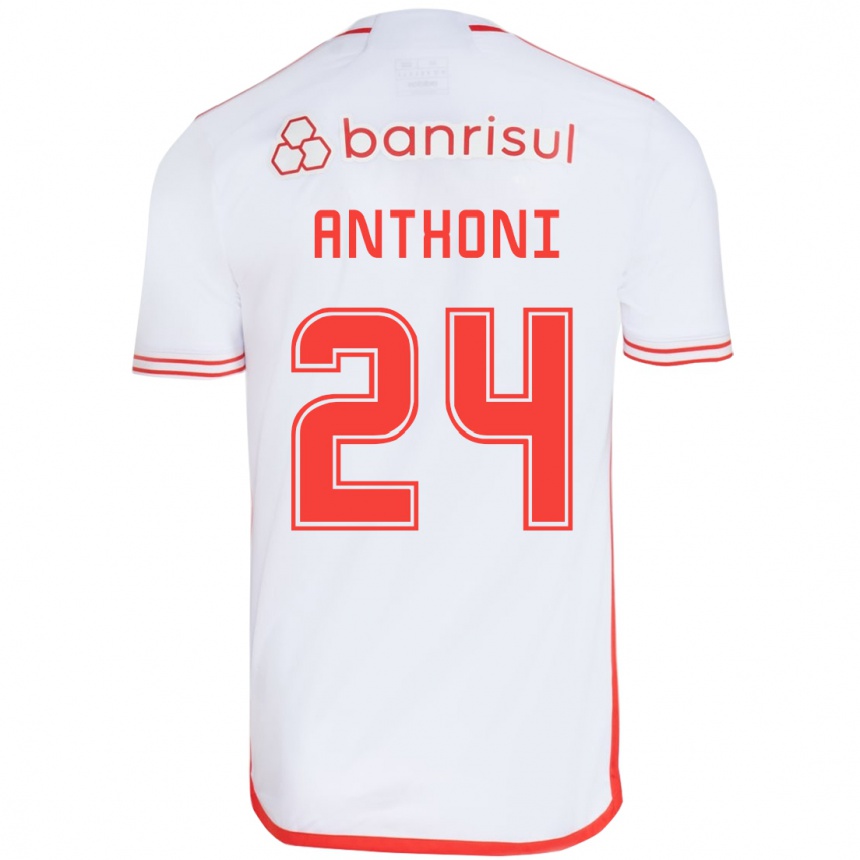 Men Football Anthoni #24 White Red Away Jersey 2024/25 T-Shirt Nz