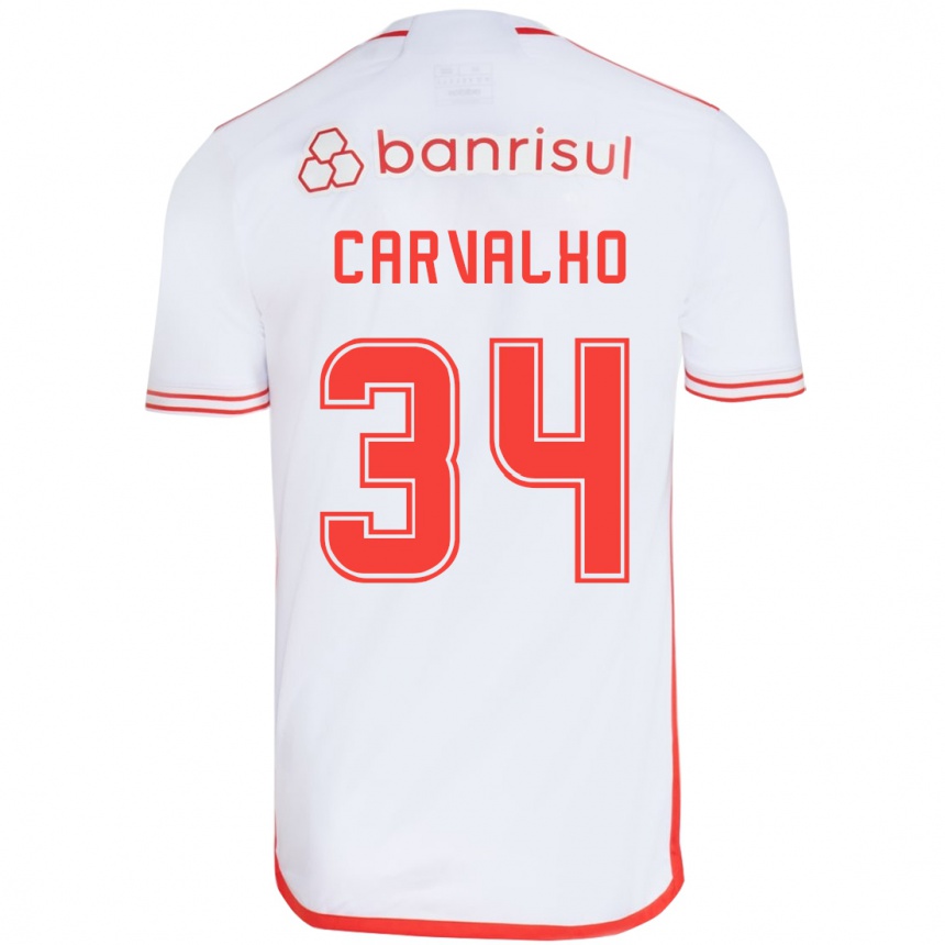 Men Football Gabriel Carvalho #34 White Red Away Jersey 2024/25 T-Shirt Nz