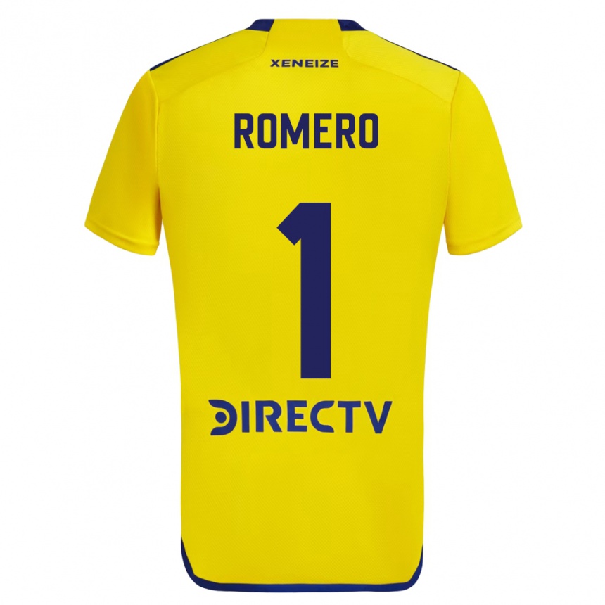 Men Football Sergio Romero #1 Yellow Blue Away Jersey 2024/25 T-Shirt Nz