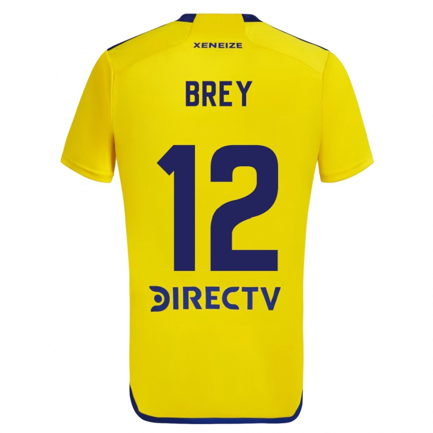 Men Football Leandro Brey #12 Yellow Blue Away Jersey 2024/25 T-Shirt Nz