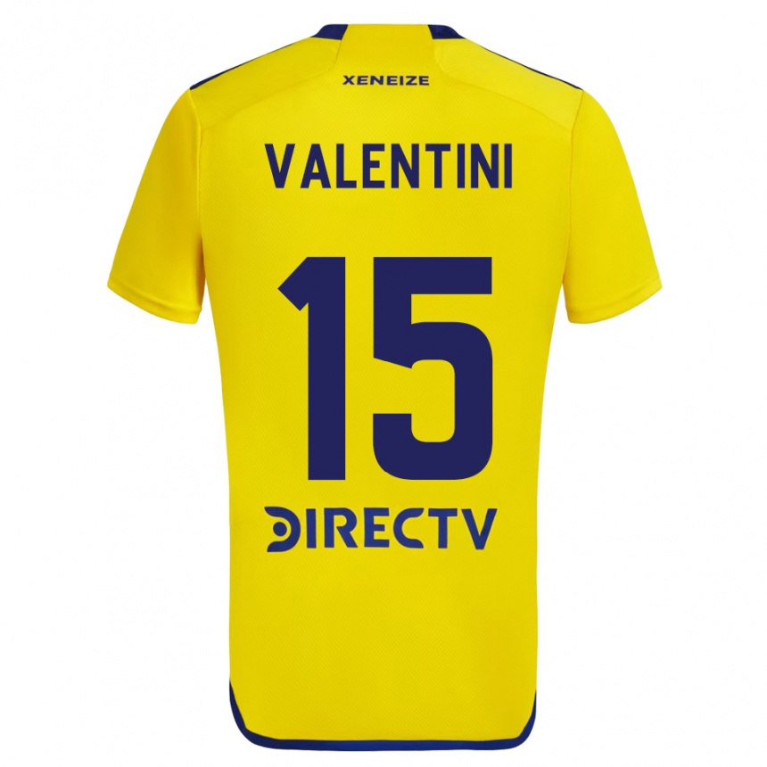 Men Football Nicolás Valentini #15 Yellow Blue Away Jersey 2024/25 T-Shirt Nz