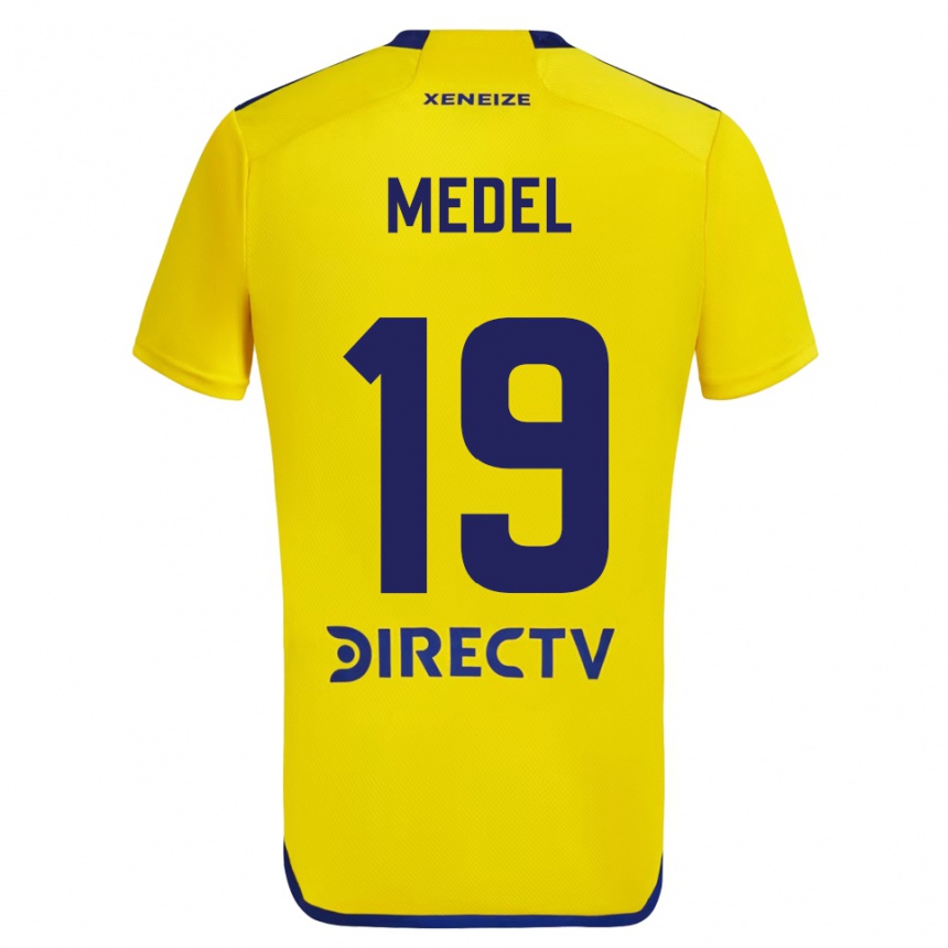 Men Football Gary Medel #19 Yellow Blue Away Jersey 2024/25 T-Shirt Nz