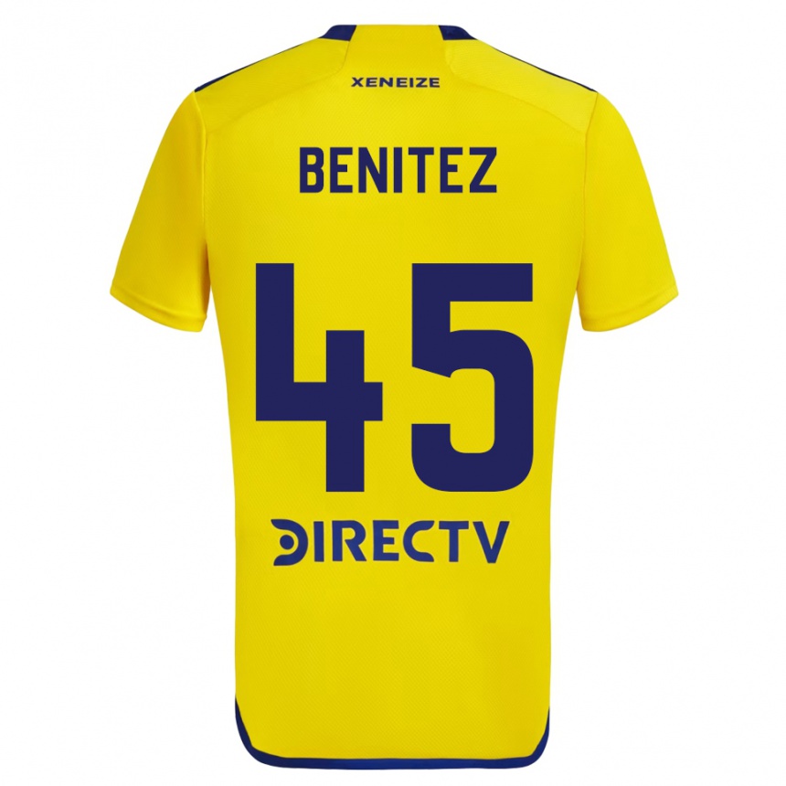 Men Football Mauricio Benítez #45 Yellow Blue Away Jersey 2024/25 T-Shirt Nz