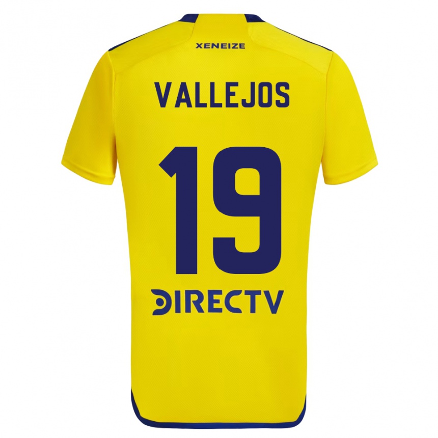 Men Football Fabiana Vallejos #19 Yellow Blue Away Jersey 2024/25 T-Shirt Nz