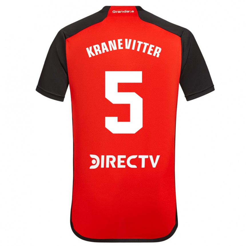 Men Football Matías Kranevitter #5 Red Black White Away Jersey 2024/25 T-Shirt Nz