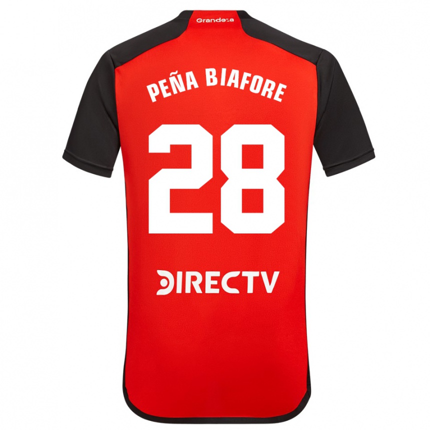 Men Football Felipe Peña Biafore #28 Red Black White Away Jersey 2024/25 T-Shirt Nz