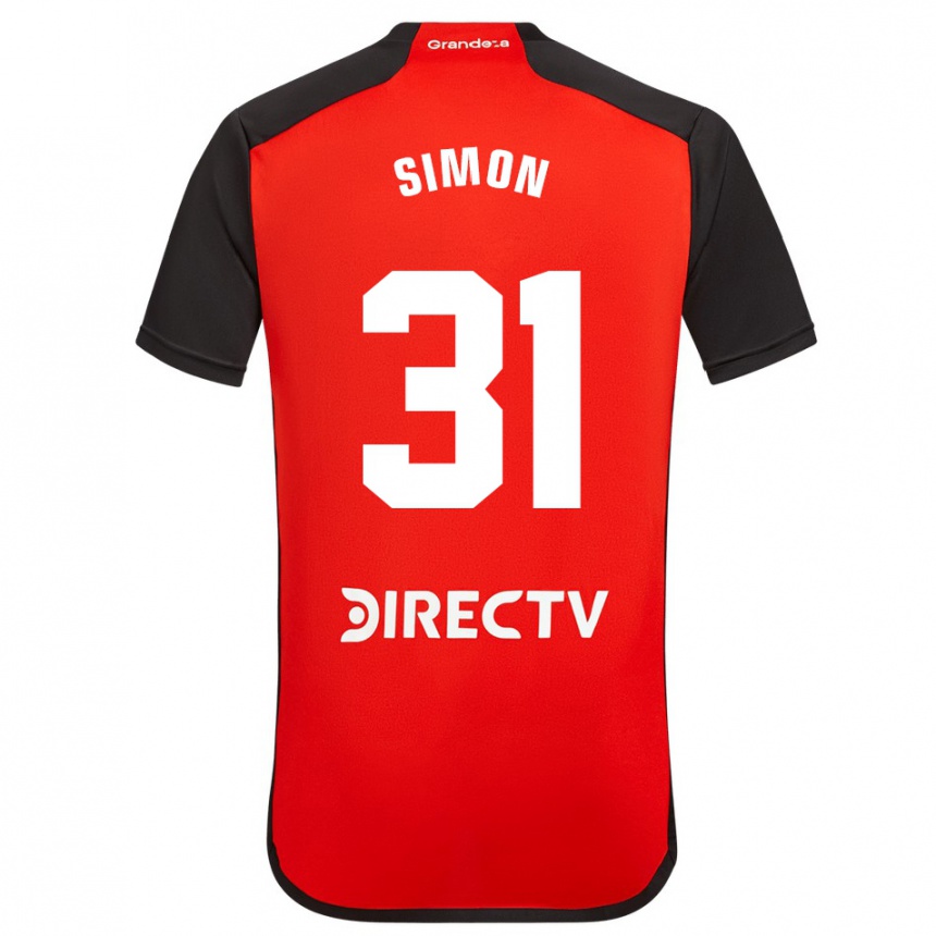 Men Football Santiago Simón #31 Red Black White Away Jersey 2024/25 T-Shirt Nz