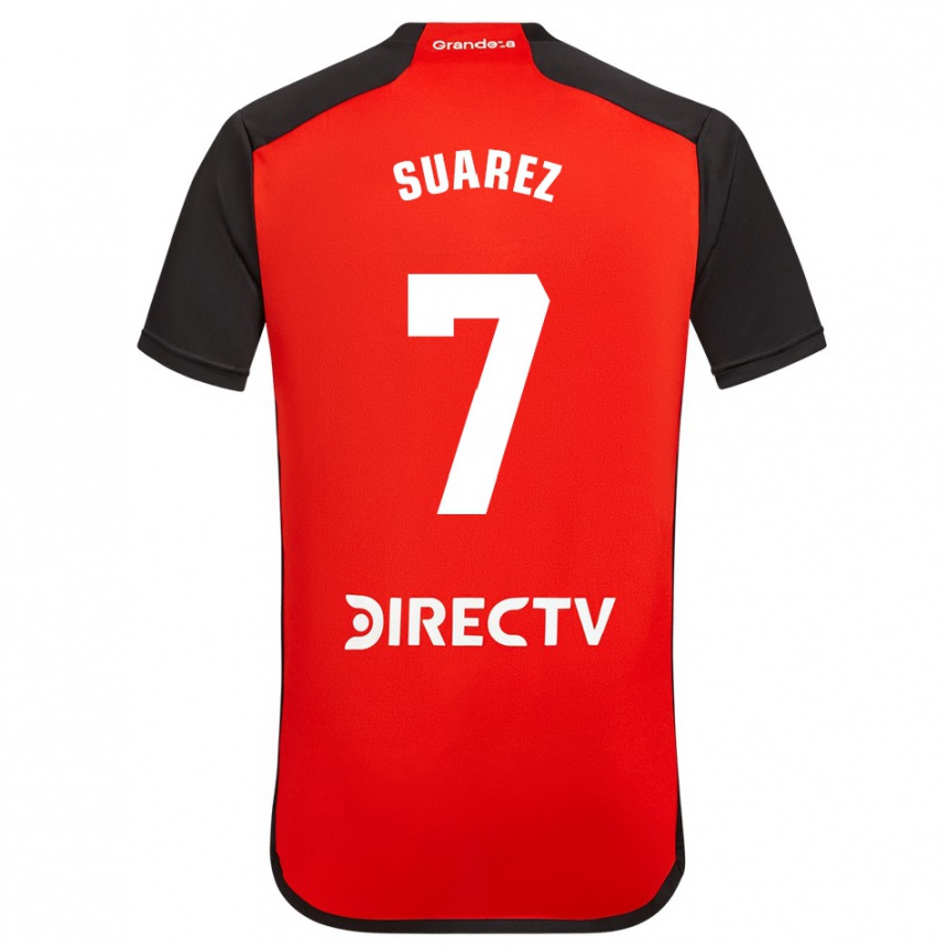 Men Football Matías Suárez #7 Red Black White Away Jersey 2024/25 T-Shirt Nz