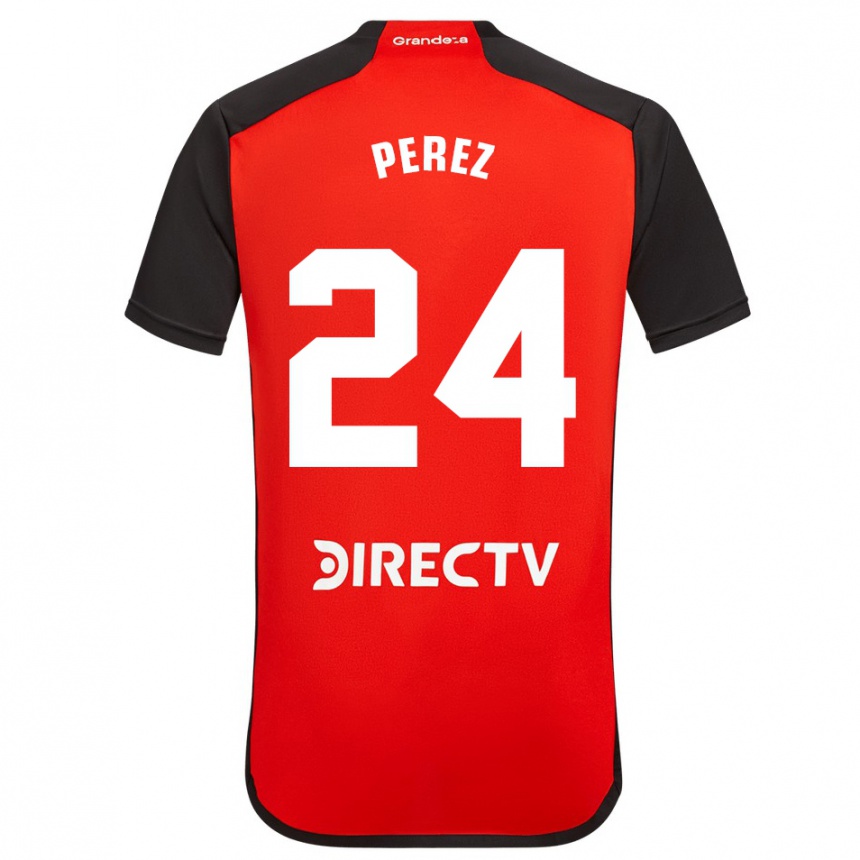 Men Football Enzo Pérez #24 Red Black White Away Jersey 2024/25 T-Shirt Nz