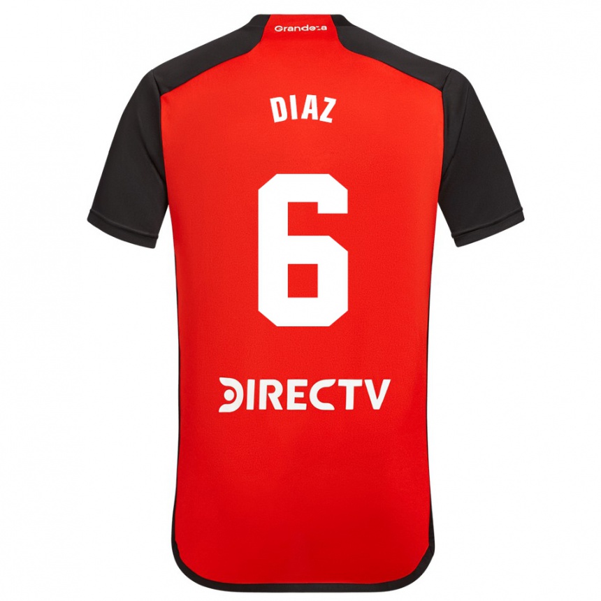 Men Football Milagros Díaz #6 Red Black White Away Jersey 2024/25 T-Shirt Nz