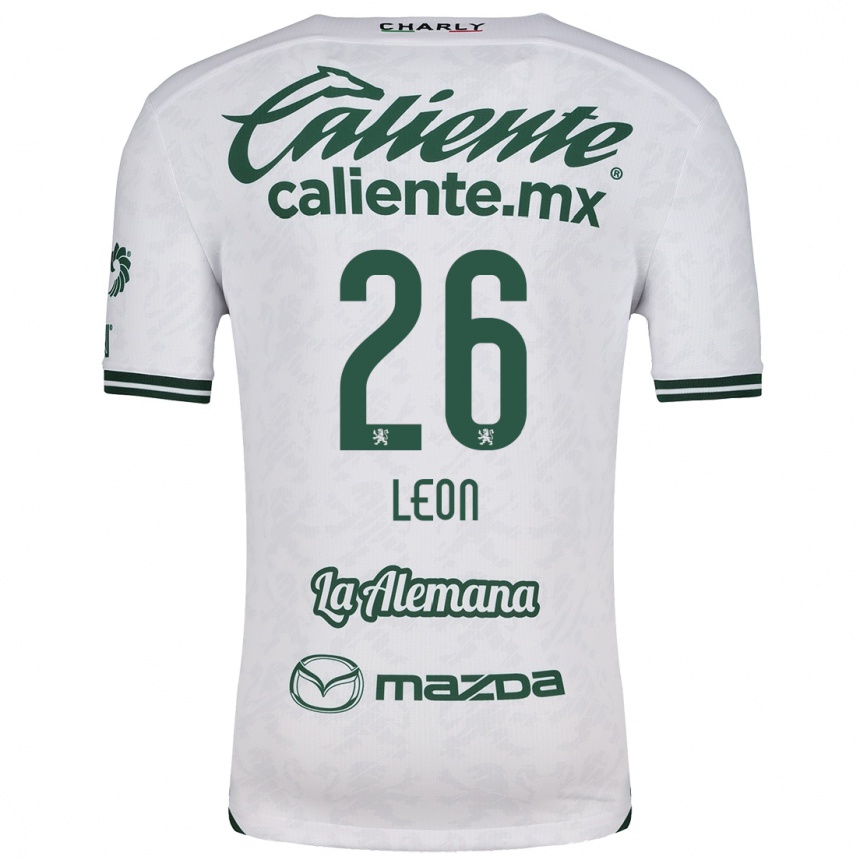 Men Football Armando León #26 White Green Away Jersey 2024/25 T-Shirt Nz