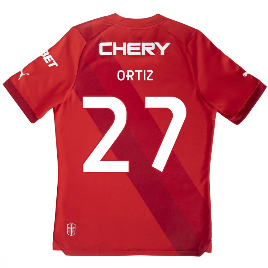 Men Football Jorge Ortiz #27 Red White Away Jersey 2024/25 T-Shirt Nz