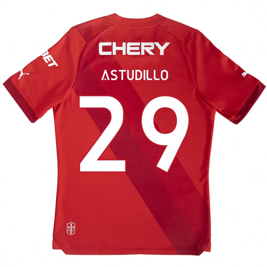 Men Football Aaron Astudillo #29 Red White Away Jersey 2024/25 T-Shirt Nz