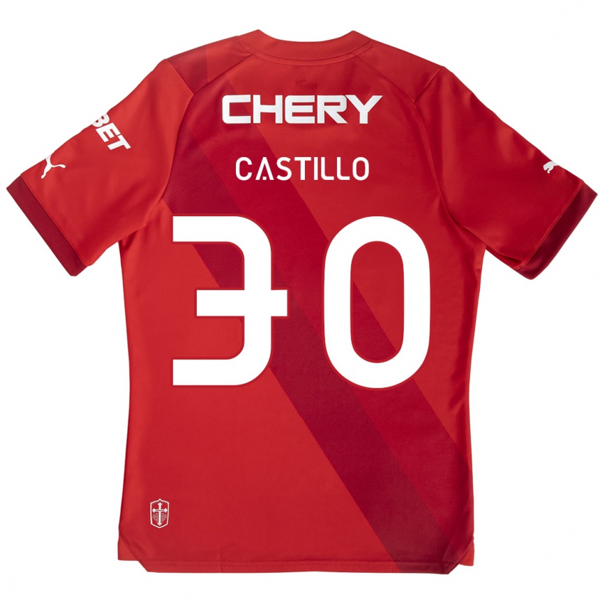 Men Football Nicolás Castillo #30 Red White Away Jersey 2024/25 T-Shirt Nz