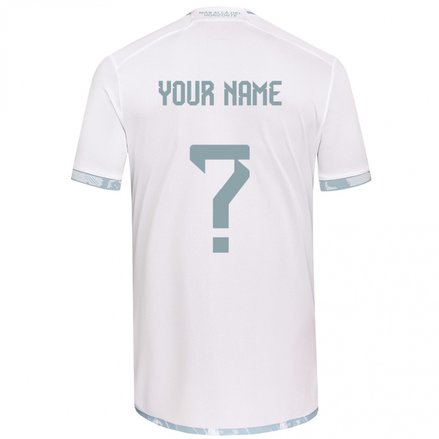 Men Football Your Name #0 White Grey Away Jersey 2024/25 T-Shirt Nz