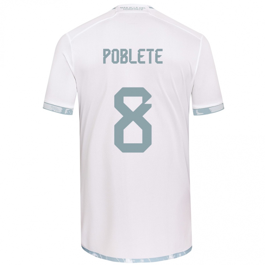 Men Football Israel Poblete #8 White Grey Away Jersey 2024/25 T-Shirt Nz