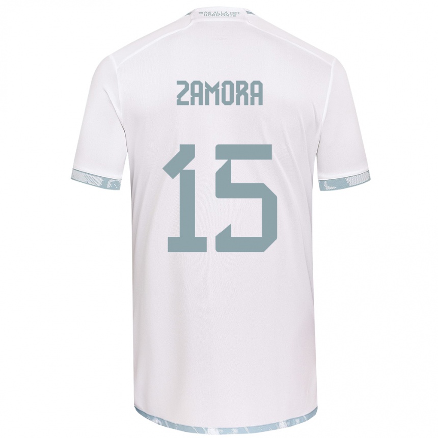 Men Football Daniela Zamora #15 White Grey Away Jersey 2024/25 T-Shirt Nz