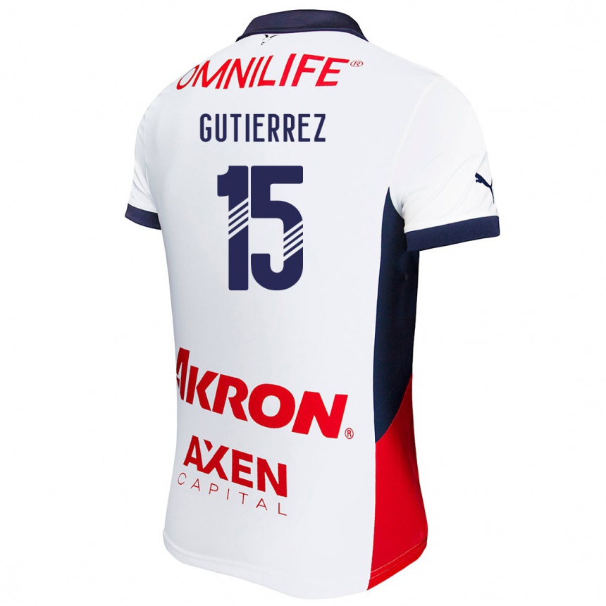 Men Football Érick Gutiérrez #15 White Red Blue Away Jersey 2024/25 T-Shirt Nz