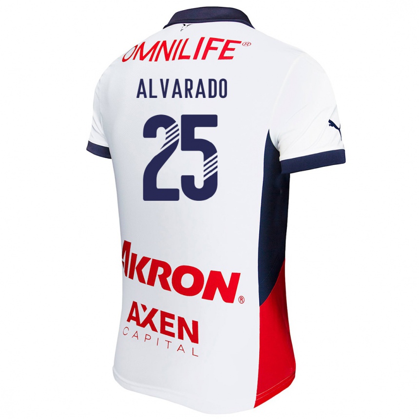 Men Football Roberto Alvarado #25 White Red Blue Away Jersey 2024/25 T-Shirt Nz