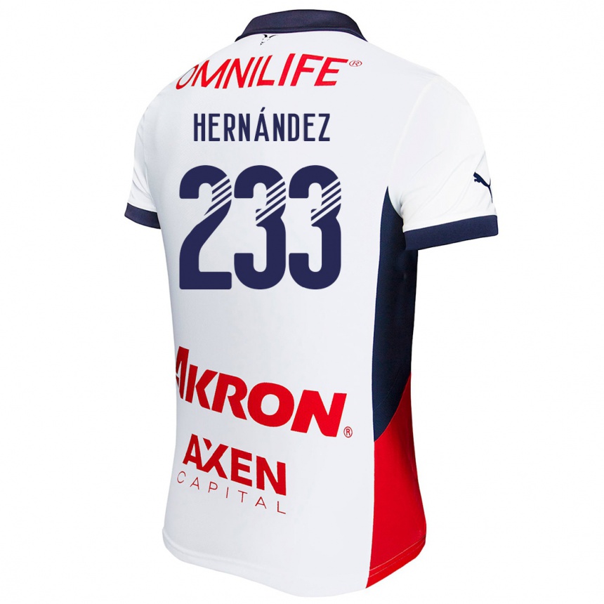 Men Football Zinedine Hernández #233 White Red Blue Away Jersey 2024/25 T-Shirt Nz