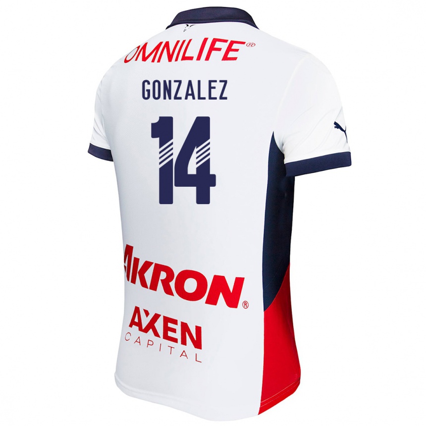 Men Football Ivonne González #14 White Red Blue Away Jersey 2024/25 T-Shirt Nz