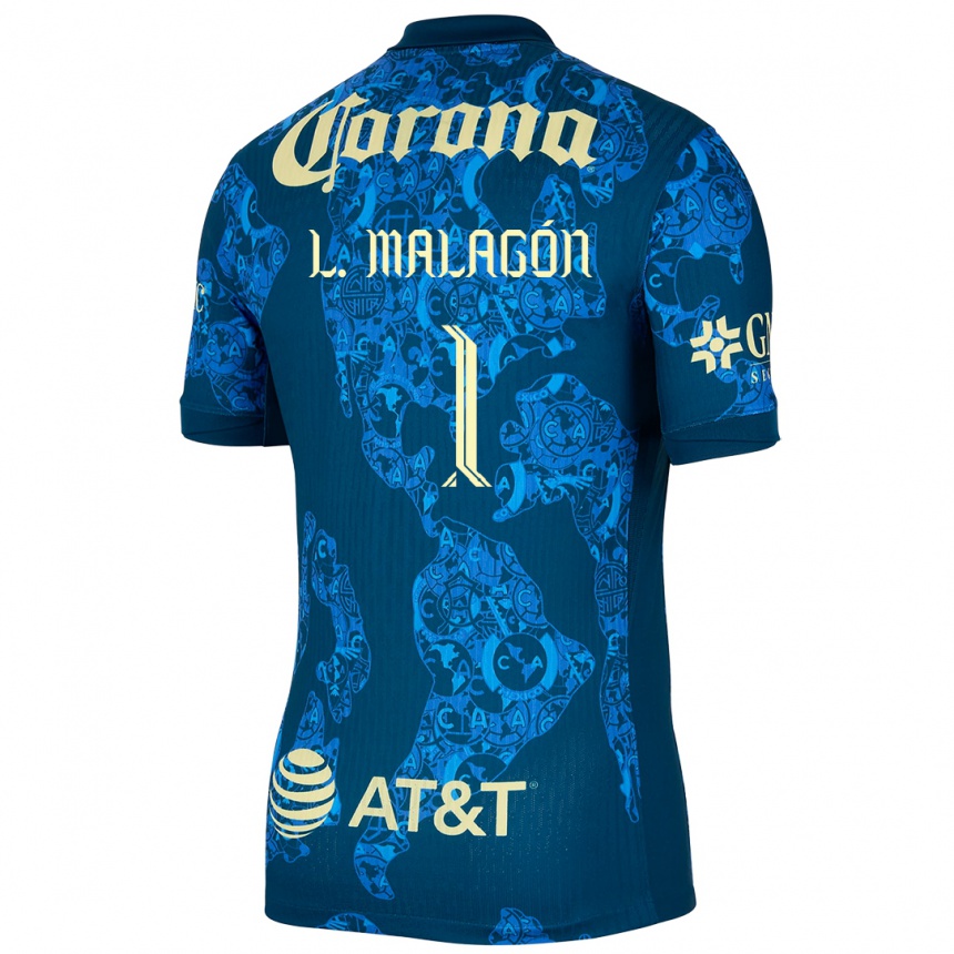 Men Football Luis Malagón #1 Blue Yellow Away Jersey 2024/25 T-Shirt Nz