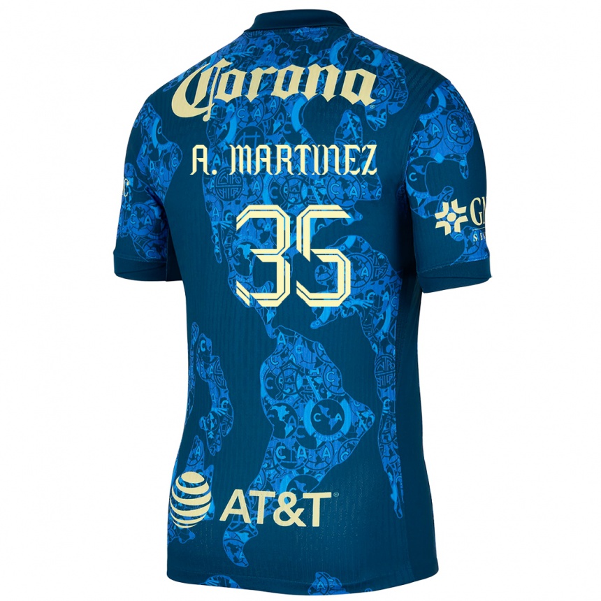 Men Football Arturo Martínez #35 Blue Yellow Away Jersey 2024/25 T-Shirt Nz