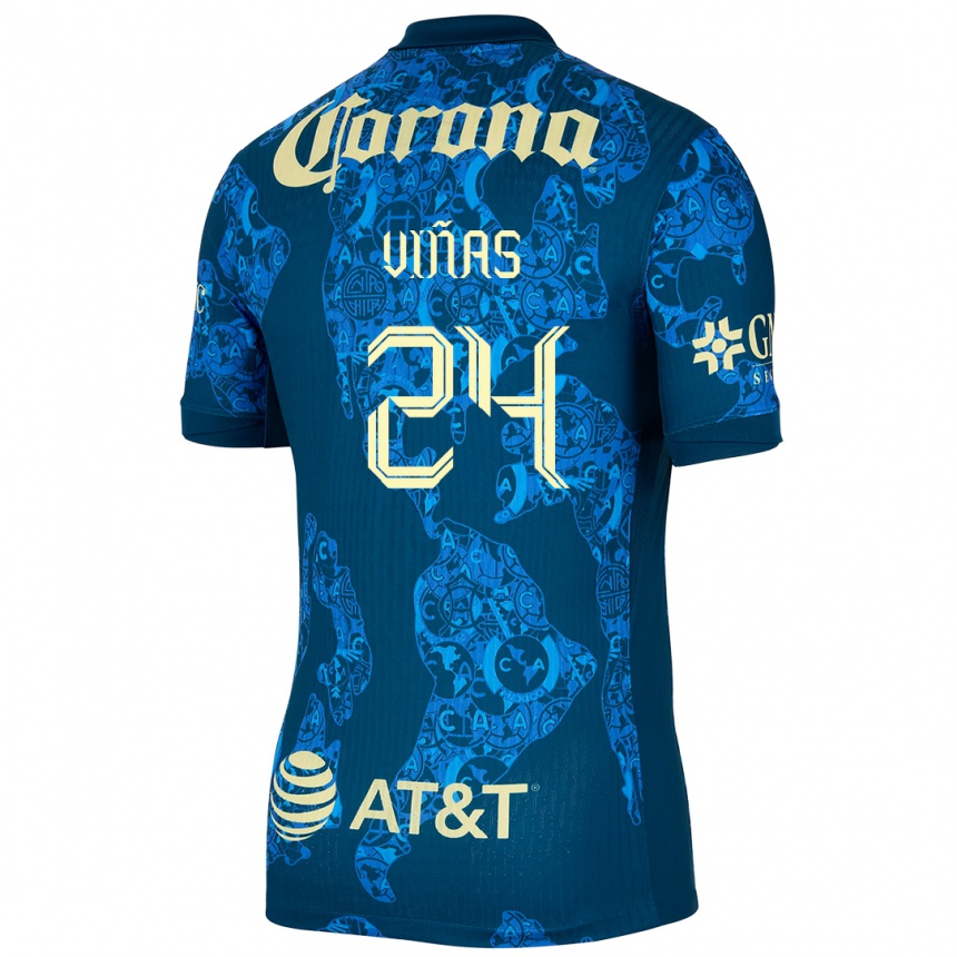 Men Football Federico Viñas #24 Blue Yellow Away Jersey 2024/25 T-Shirt Nz