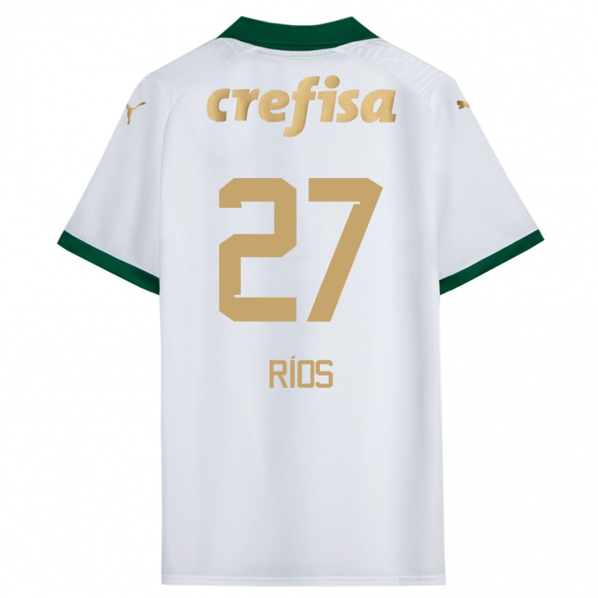 Men Football Richard Ríos #27 White Green Away Jersey 2024/25 T-Shirt Nz