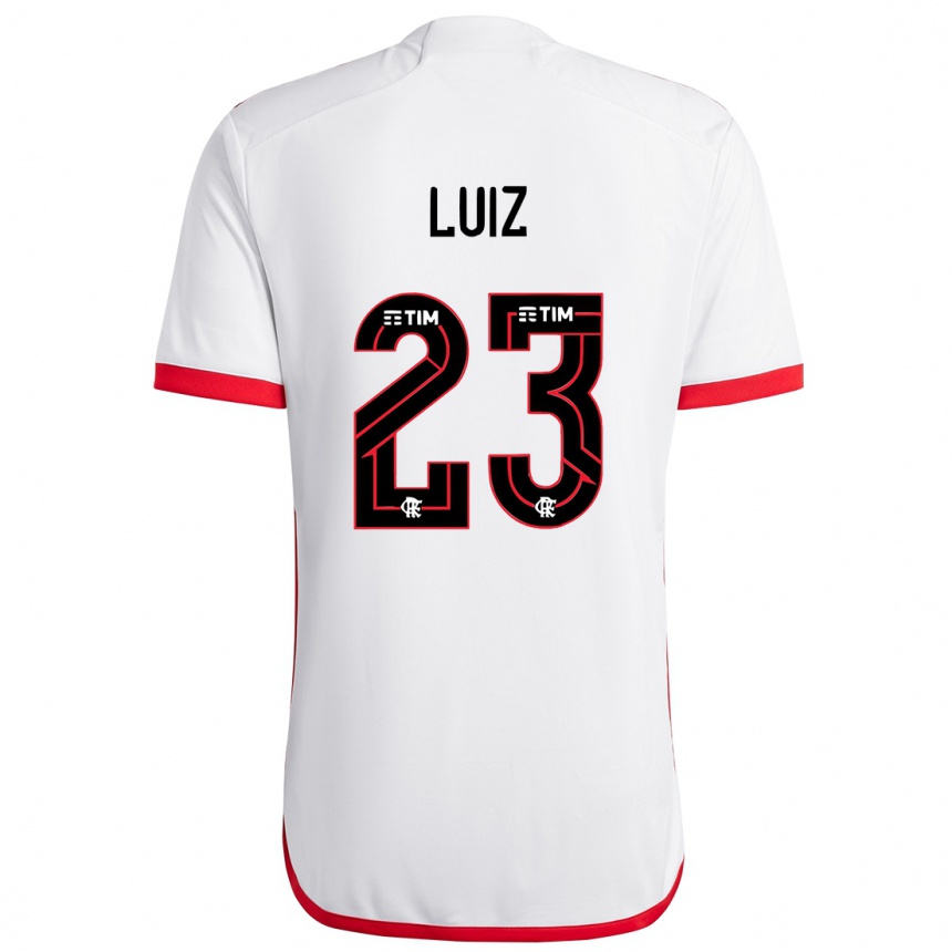 Men Football David Luiz #23 White Red Away Jersey 2024/25 T-Shirt Nz