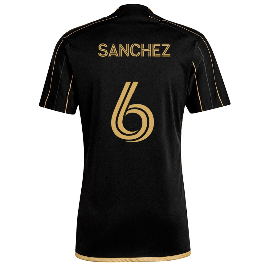 Women Football Ilie Sánchez #6 Black Gold Home Jersey 2024/25 T-Shirt Nz