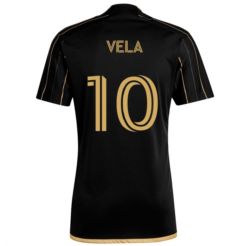 Women Football Carlos Vela #10 Black Gold Home Jersey 2024/25 T-Shirt Nz