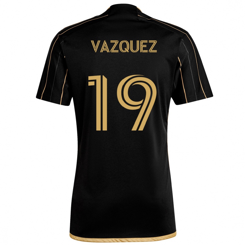 Women Football Favian Vazquez #19 Black Gold Home Jersey 2024/25 T-Shirt Nz