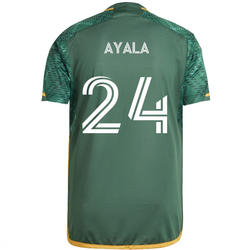 Women Football David Ayala #24 Green Orange Home Jersey 2024/25 T-Shirt Nz