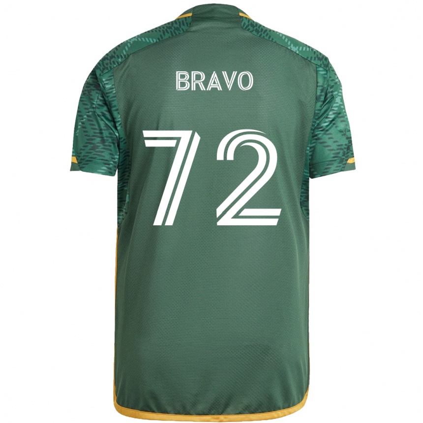 Women Football Julian Bravo #72 Green Orange Home Jersey 2024/25 T-Shirt Nz