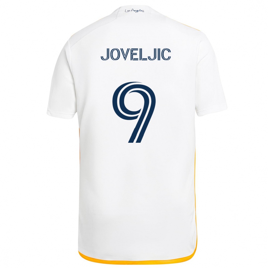 Women Football Dejan Joveljic #9 White Yellow Home Jersey 2024/25 T-Shirt Nz