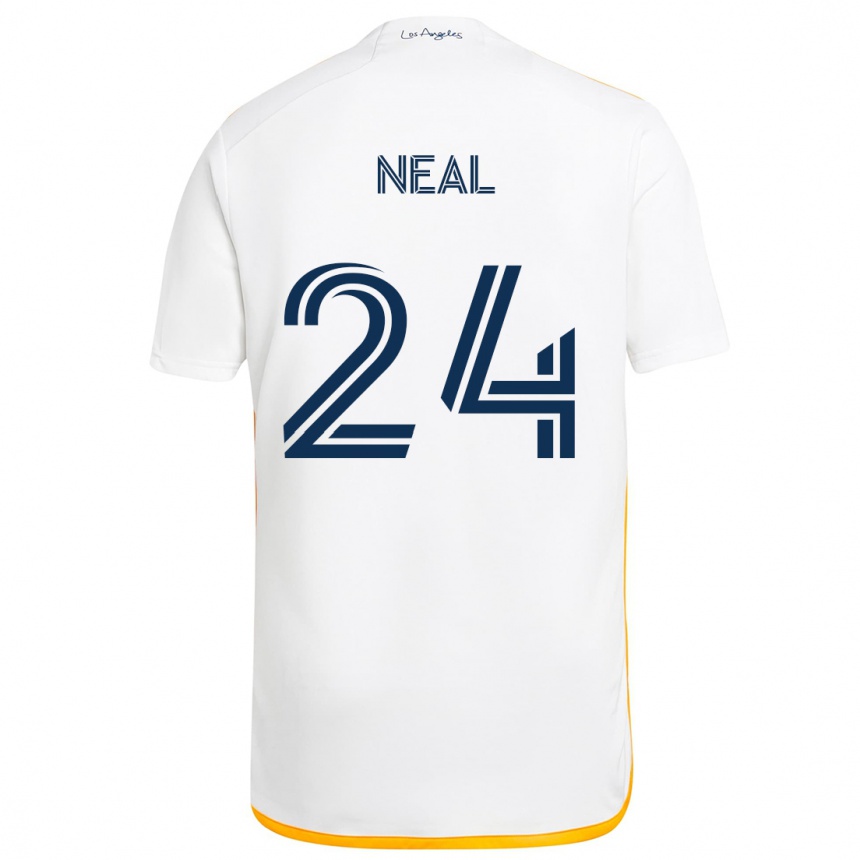 Women Football Jalen Neal #24 White Yellow Home Jersey 2024/25 T-Shirt Nz