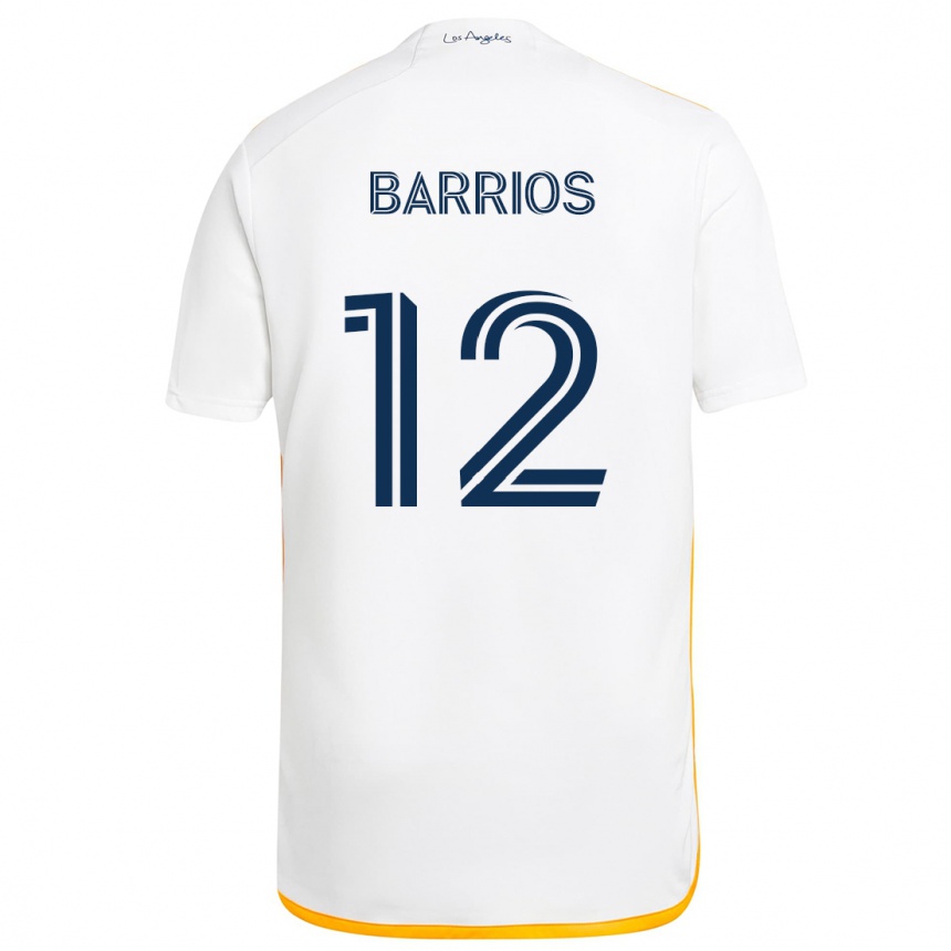 Women Football Michael Barrios #12 White Yellow Home Jersey 2024/25 T-Shirt Nz